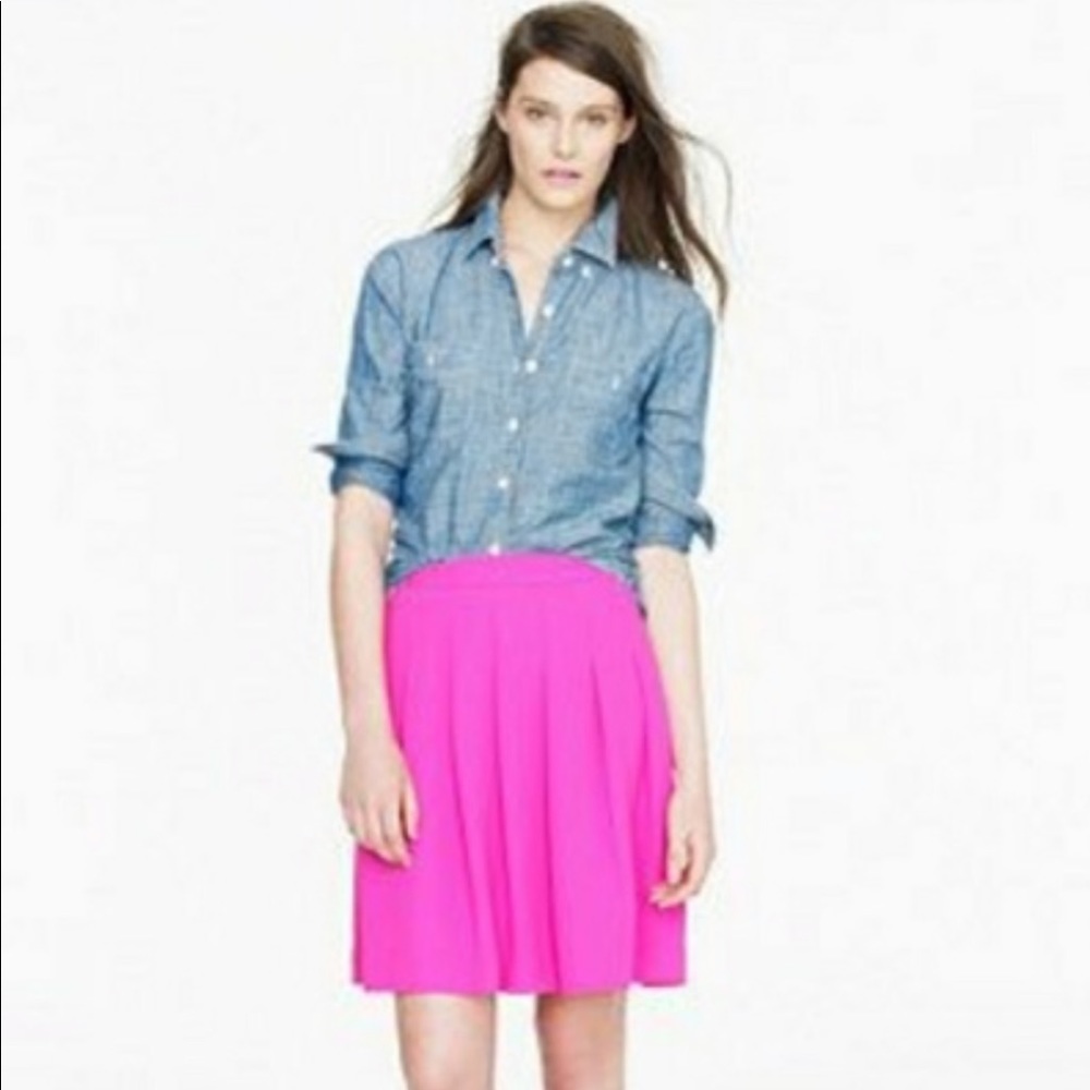 J Crew pleated pink crepe skirt